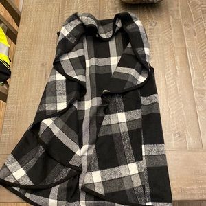 Black and white plaid fleece vest